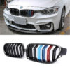 Kimpiris - Καρδιές Μάσκας Για Bmw 3 F30 / F31 11-18 M4 Look Με Διπλή Γρίλια Tri-Color Μαύρο Γυαλιστερό 2 Τεμάχια