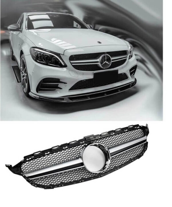 Kimpiris - Μάσκα Για Mercedes-Benz C-Class W205 14-18 Amg C63 Look Μαύρο/Χρώμιο 1 Τεμάχιο