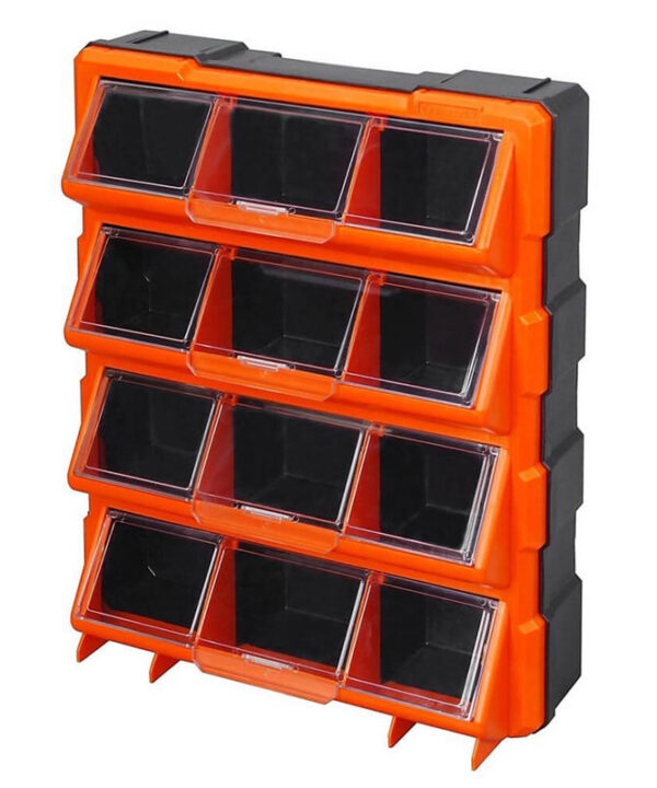 Kimpiris - Συρταριέρα Εργαλείων Πλαστική / Κουτί Αποθήκευσης 12 Θέσεων Με Διάφανα Συρτάρια Tactix 36x12x46cm 320648