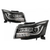 Kimpiris - Μπροστινά Φανάρια Set Για Chevrolet Cruze 09-14 Tube DRL & Led Φλας Μαύρα H7/H1 Manual Carner