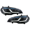 Kimpiris - Μπροστινά Φανάρια Set Για Bmw X5 E70 07-14 Double L LED Bar Μαύρα Upgrade Xenon To Led Με Μοτέρ Carner