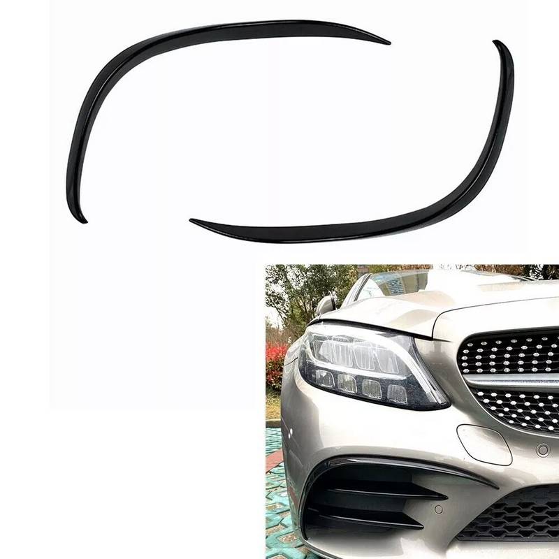 Splitters Μπροστινού Προφυλακτήρα Για Mercedes-Benz C-Class W205 / C205 / S205 2014-2018 Amg Line Έκδοση Γυαλιστερό Μαύρο 2 Τεμάχια - Image 2