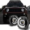 Kimpiris - Μπροστινά Φανάρια Set Για Jeep Renegade 2014+ DRL Tube Lights Μαύρα H7 Manual Akkon