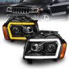 Kimpiris - Μπροστινά Φανάρια Set Για Jeep Grand Cherokee 05-08 WK DRL Led Tube Μαύρα H7/H1 Manual
