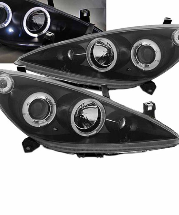 Kimpiris - Μπροστινά Φανάρια Set Για Peugeot 307 01-05 Angel Eyes & Led Μαύρα H1/H1/H1 Manual Sonar