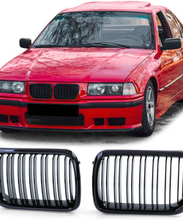 Kimpiris - Καρδιές Μάσκας Για Bmw 3 E36 96-99 M4 Look Με Διπλή Γρίλια Μαύρο Γυαλιστερό 2 Τεμάχια