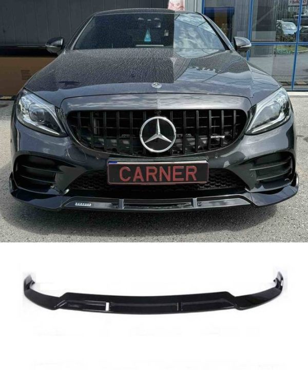 Kimpiris - Μπροστινό Spoiler Για Mercedes-Benz  C-Class C205 / W205 Facelift 19-21 Amg Line Μαύρο Γυαλιστερό Brabus Look 3 Τεμάχια