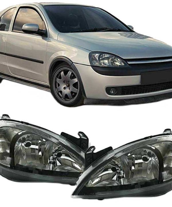 Kimpiris - Μπροστινά Φανάρια Set Για Opel Corsa C 00-06 Μαύρα H7/H7 Depo