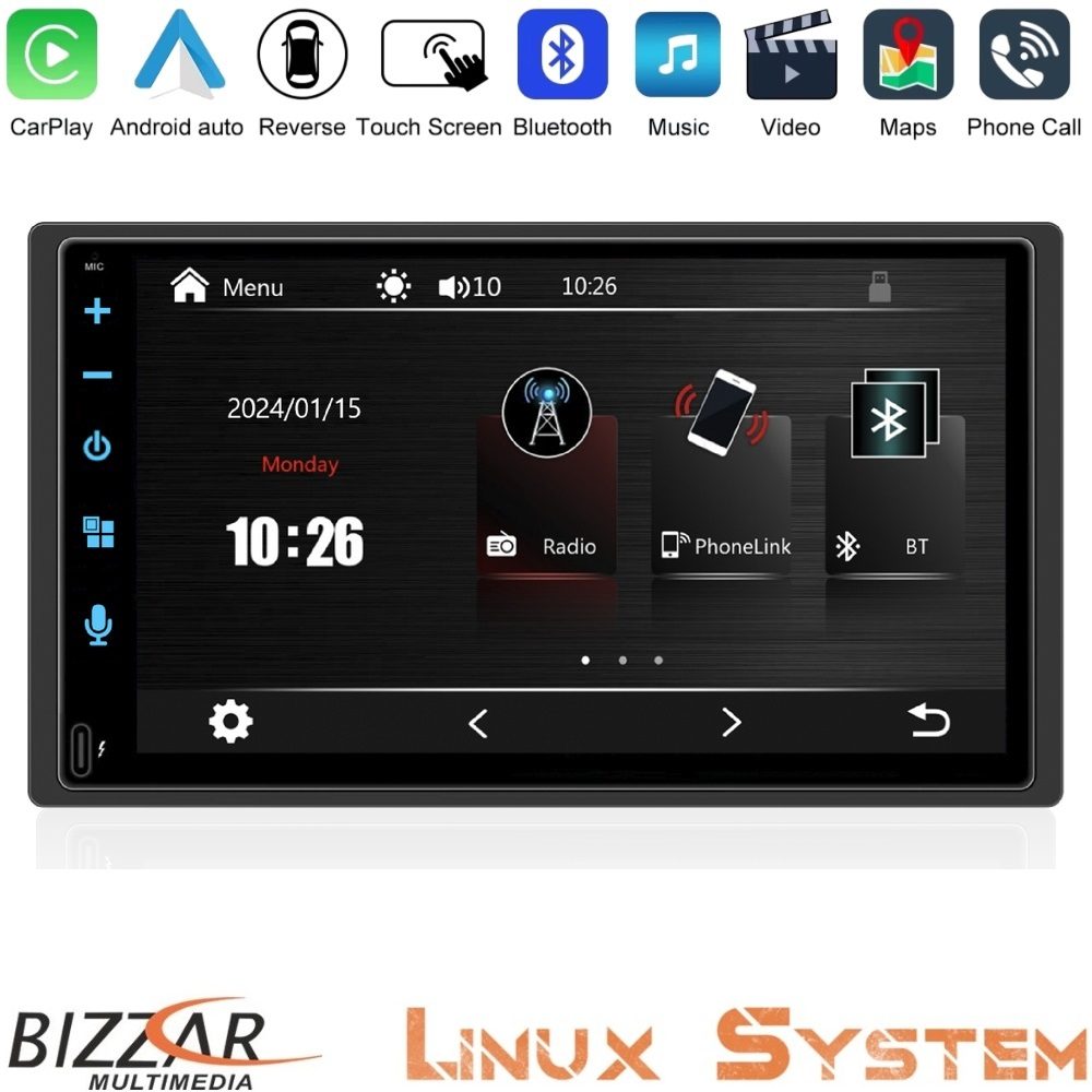 Kimpiris - Bizzar 2DIN Deck Multimedia Deckless 6.9" με Carplay/AndroidAuto CA-61BTC