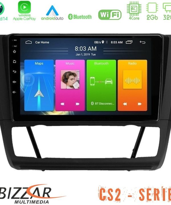 Kimpiris - Bizzar CS2 Series 4Core Android14 2+32GB BMW 1Series 4Core Android14 2+32GB E81/E82/E87/E88 (AUTO A/C) Navigation Multimedia Tablet 9" Με Carplay & Android Auto