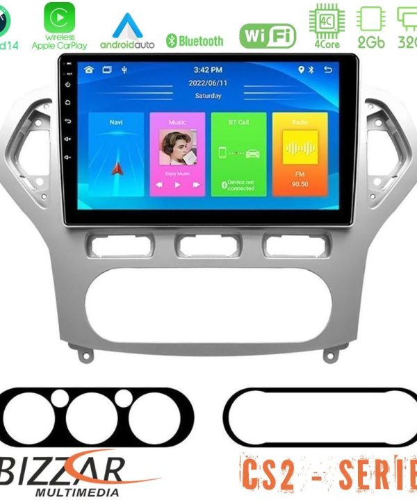 Kimpiris - Bizzar CS2 Series 4Core Android14 2+32GB Ford Mondeo 2007-2010 AUTO A/C Navigation Multimedia Tablet 9" Με Carplay & Android Auto