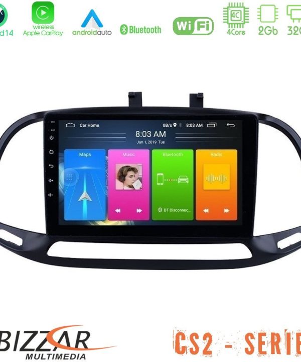 Kimpiris - Bizzar CS2 Series 4Core Android14 2+32GB Fiat Doblo 2015-2022 Navigation Multimedia Tablet 9" Με Carplay & Android Auto