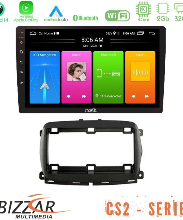 Kimpiris - Bizzar CS2 Series 4Core Android14 2+32GB  Fiat 500 2016> Navigation Multimedia Tablet 9" Με Carplay & Android Auto