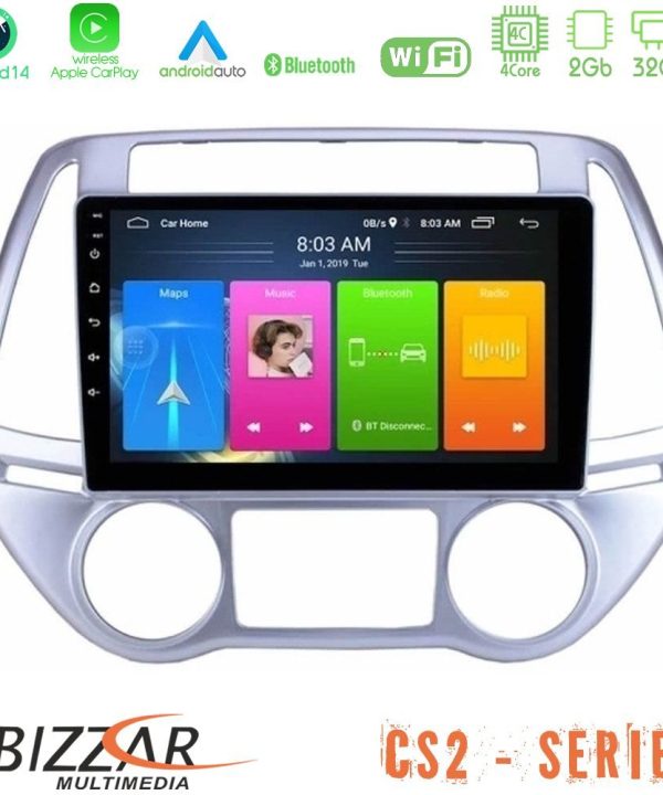 Kimpiris - Bizzar CS2 Series 4Core Android14 2+32GB Hyundai i20 2012-2014 Navigation Multimedia Tablet 9" Με Carplay & Android Auto