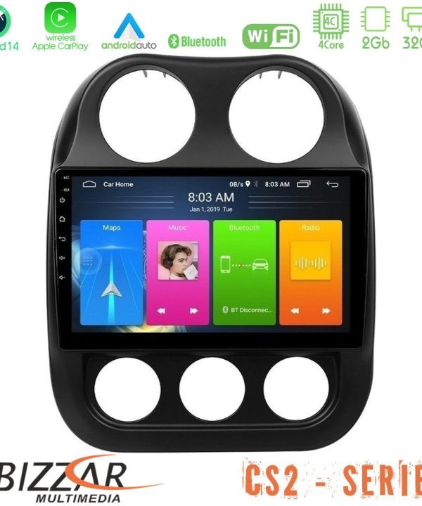 Kimpiris - Bizzar CS2 Series 4Core Android14 2+32GB Jeep Compass 2012-2016 Navigation Multimedia Tablet 9" Με Carplay & Android Auto