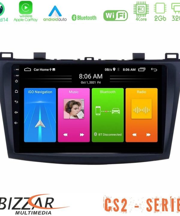 Kimpiris - Bizzar CS2 Series 4Core Android14 2+32GB Mazda 3 2009-2014 Navigation Multimedia Tablet 9" Με Carplay & Android Auto
