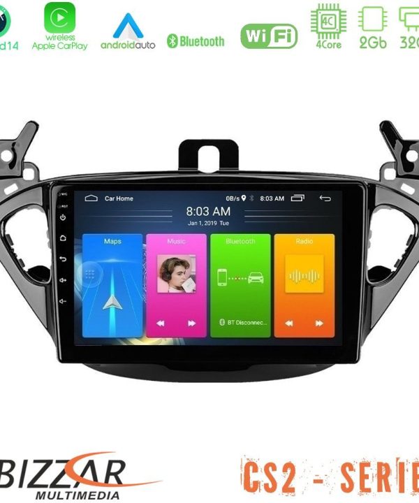Kimpiris - Bizzar CS2 Series 4Core Android14 2+32GB Opel Corsa E/Adam Navigation Multimedia Tablet 9" Με Carplay & Android Auto