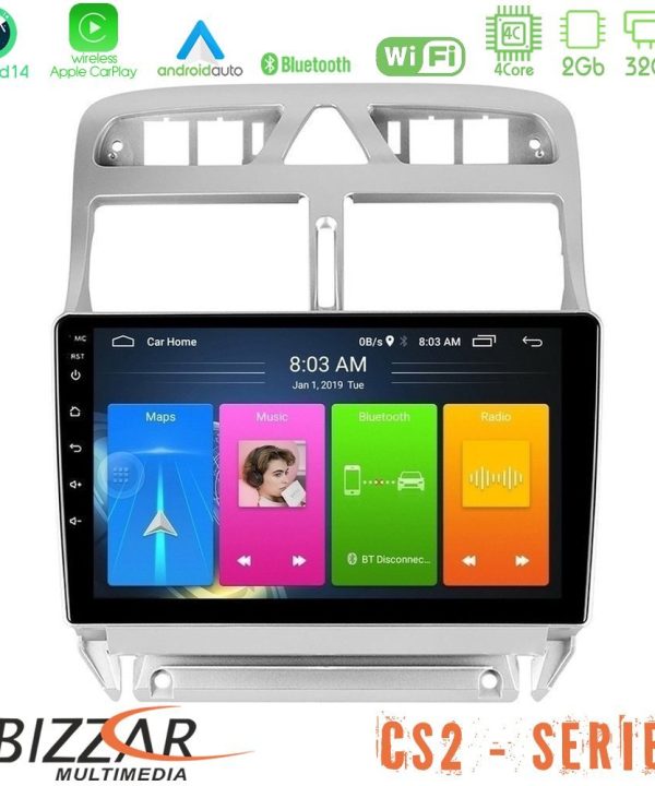 Kimpiris - Bizzar CS2 Series 4Core Android14 2+32GB Peugeot 307 2002-2008 Navigation Multimedia Tablet 9" Με Carplay & Android Auto
