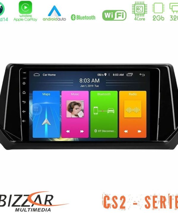 Kimpiris - Bizzar CS2 Series 4Core Android14 2+32GB Peugeot 208 2019-2023 Navigation Multimedia Tablet 9" Με Carplay & Android Auto