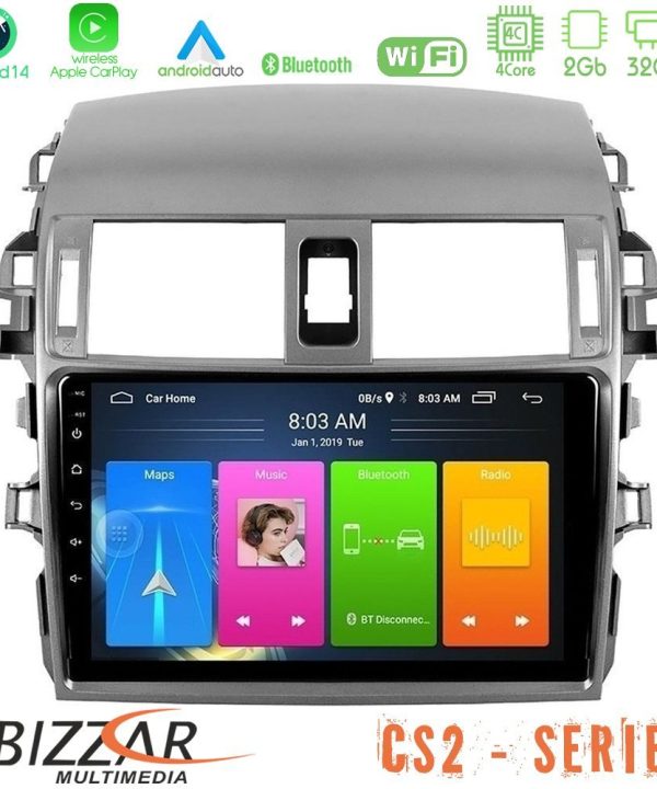 Kimpiris - Bizzar CS2 Series 4Core Android14 2+32GB Toyota Corolla 2008-2010 Navigation Multimedia Tablet 9" Με Carplay & Android Auto