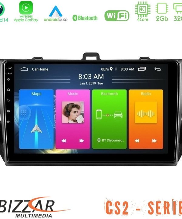 Kimpiris - Bizzar CS2 Series 4Core Android14 2+32GB Toyota Corolla 2007-2012 Navigation Multimedia Tablet 9" Με Carplay & Android Auto
