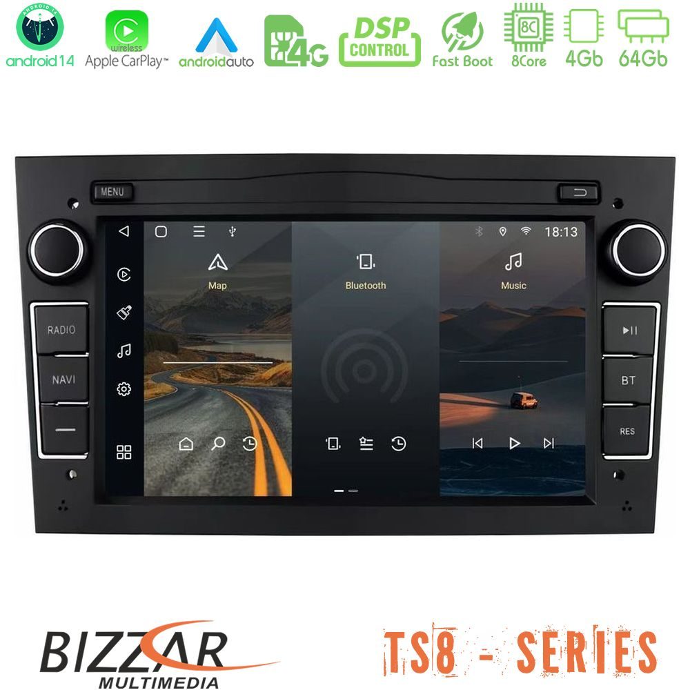 Kimpiris - Bizzar Opel Astra/Corsa/Antara/Zafira 8core Android14 4+64GB Navigation Multimedia Deckless 7" με Carplay/AndroidAuto (OEM Style | Piano Black Color)