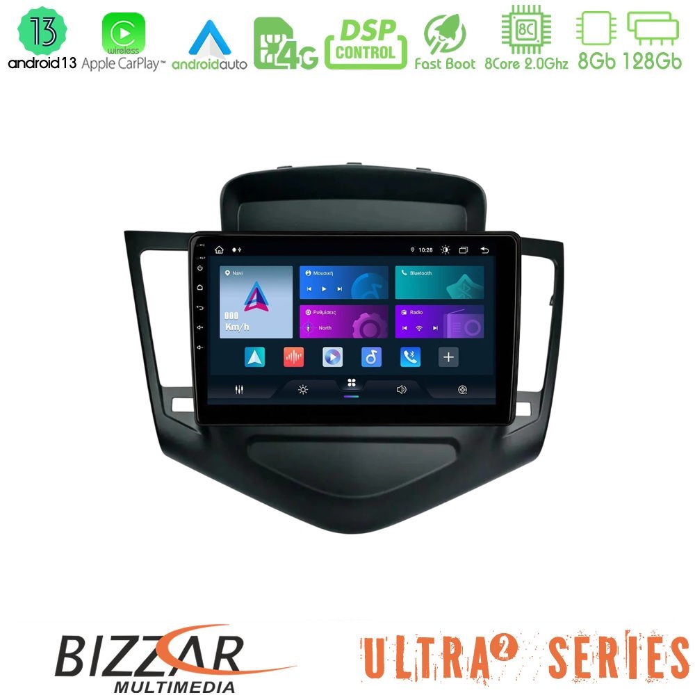 Kimpiris - Bizzar Ultra Series Chevrolet Cruze 2009-2012 8core Android13 8+128GB Navigation Multimedia Tablet 9"