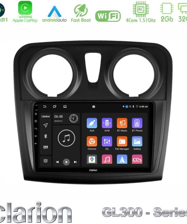 Kimpiris - Clarion GL300 Series 4Core Android11 2+32GB Dacia Dokker Navigation Multimedia Tablet 9" Με Carplay & Android Auto