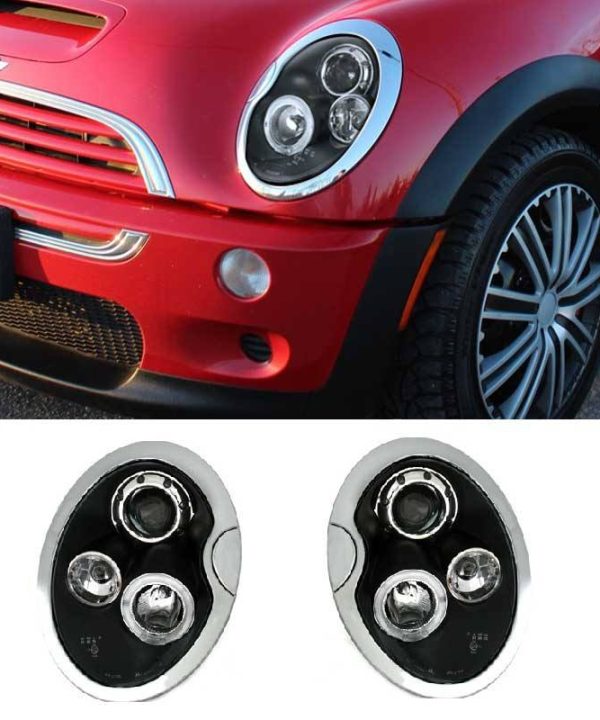 Kimpiris - Μπροστινά Φανάρια Set Για Mini Cooper (R50/52/53) 01-06 Angel Eyes Μαύρα H1/H1 JunYan