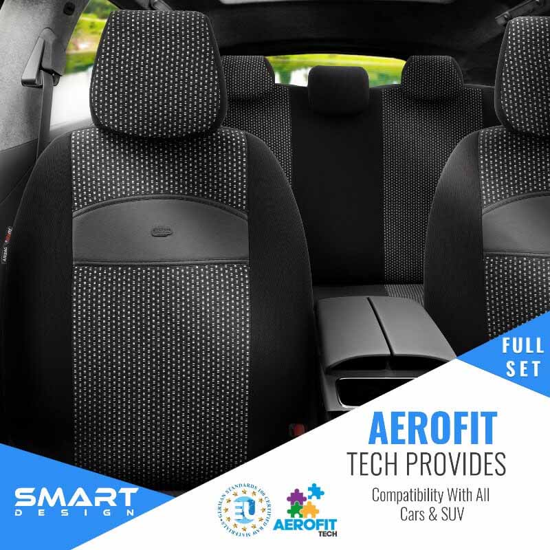 Καλύμματα Αυτοκινήτου Otom Smart Design Universal Ύφασμα / Δερματίνη Σετ Εμπρός / Πίσω 11 Τεμαχίων Μαύρο SLΤSΜΤ101-ΝΖ - Image 3