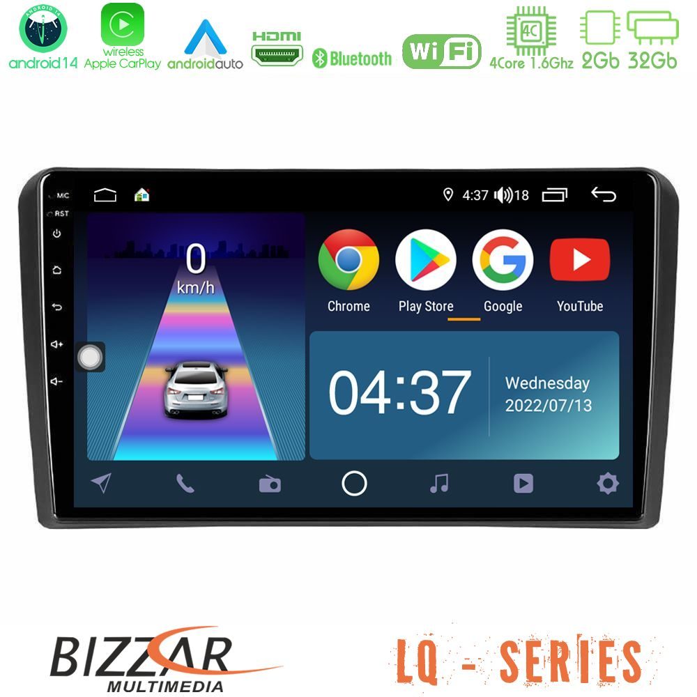 Kimpiris - Bizzar LQ Series 4Core Android14 2+32GB Audi A3 8P Navigation Multimedia Tablet 9" Με Carplay & Android Auto