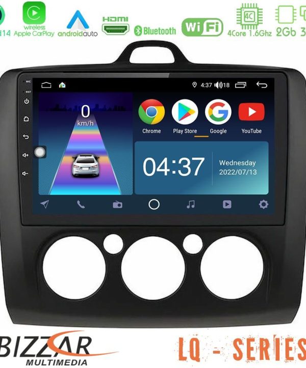 Kimpiris - Bizzar LQ Series 4Core Android14 2+32GB Ford Focus Manual AC Navigation Multimedia Tablet 9" (Μαύρο Χρώμα) Με Carplay & Android Auto
