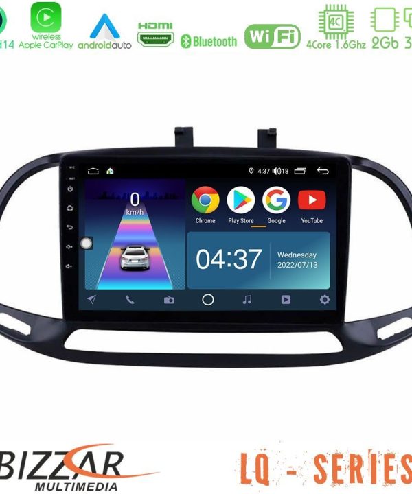 Kimpiris - Bizzar LQ Series 4Core Android14 2+32GB Fiat Doblo 2015-2022 Navigation Multimedia Tablet 9" Με Carplay & Android Auto