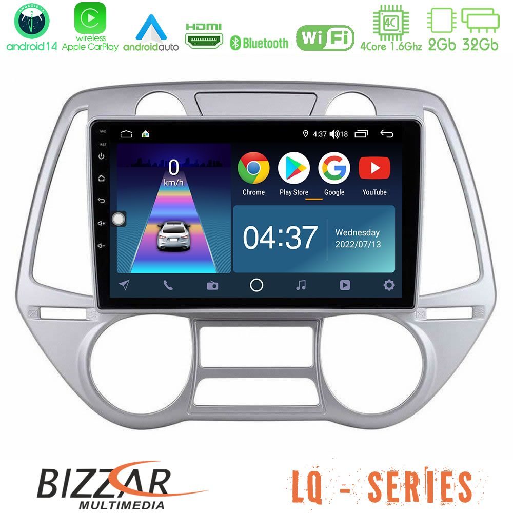 Kimpiris - Bizzar LQ Series 4Core Android14 2+32GB Hyundai i20 2009-2012 Auto A/C Navigation Multimedia Tablet 9" Με Carplay & Android Auto