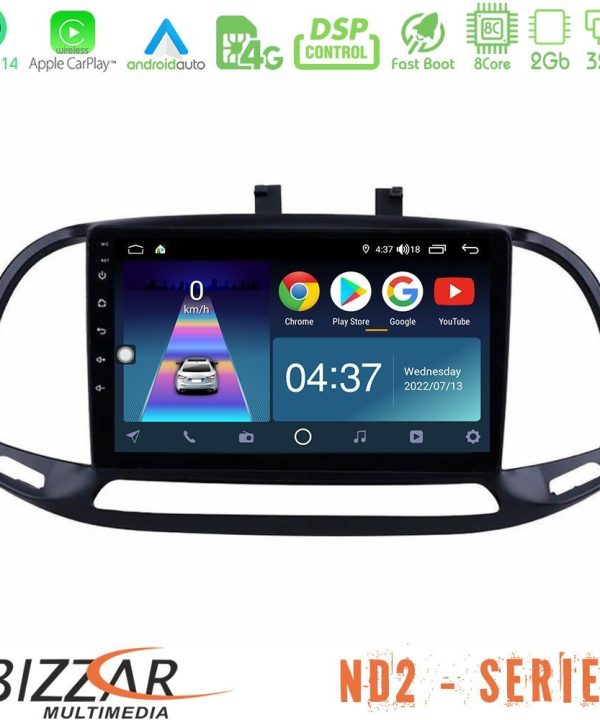 Kimpiris - Bizzar ND2 Series 8Core Android14 2+32GB  Fiat Doblo 2015-2022 Navigation Multimedia Tablet 9" Με Carplay & Android Auto