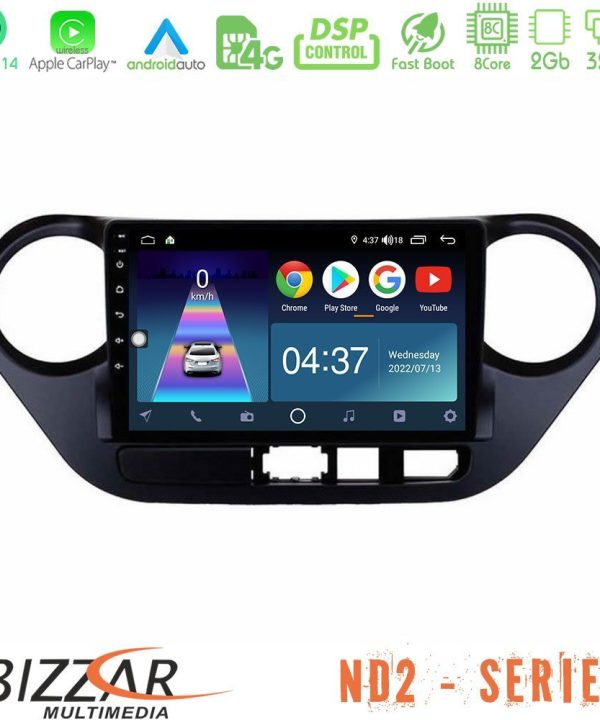 Kimpiris - Bizzar ND2 Series 8Core Android14 2+32GB  Hyundai i10 2014-2020 Navigation Multimedia Tablet 9" Με Carplay & Android Auto