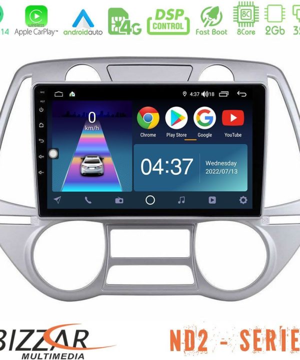 Kimpiris - Bizzar ND2 Series 8Core Android14 2+32GB  Hyundai i20 2009-2012 Auto A/C Navigation Multimedia Tablet 9" Με Carplay & Android Auto