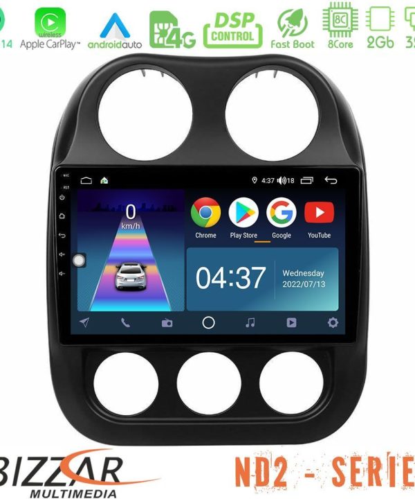 Kimpiris - Bizzar ND2 Series 8Core Android14 2+32GB  Jeep Compass 2012-2016 Navigation Multimedia Tablet 9" Με Carplay & Android Auto