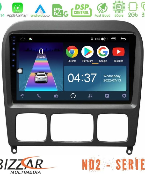 Kimpiris - Bizzar ND2 Series 8Core Android14 2+32GB  Mercedes S Class 1999-2004 (W220) Navigation Multimedia Tablet 9" Με Carplay & Android Auto