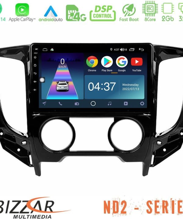 Kimpiris - Bizzar ND2 Series 8Core Android14 2+32GB  Mitsubishi L200 2016-> & Fiat Fullback (Manual A/C) Navigation Multimedia Tablet 9" Με Carplay & Android Auto