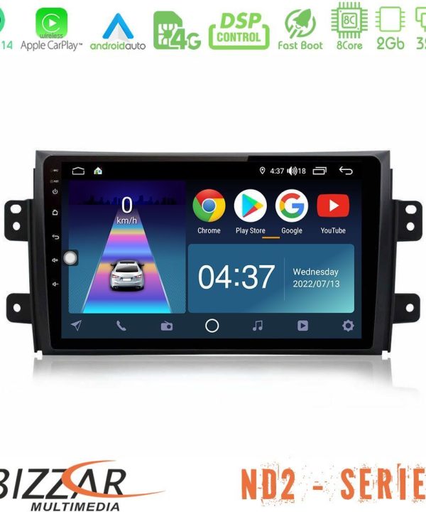 Kimpiris - Bizzar ND2 Series 8Core Android14 2+32GB  Suzuki SX4 2006-2014 Fiat Sedici 2006-2014 Navigation Multimedia Tablet 9" Με Carplay & Android Auto