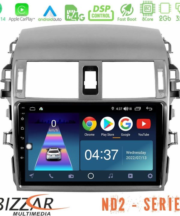 Kimpiris - Bizzar ND2 Series 8Core Android14 2+32GB  Toyota Corolla 2008-2010 Navigation Multimedia Tablet 9" Με Carplay & Android Auto