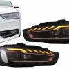 Kimpiris - Μπροστινά Φανάρια Set Για Audi A4 B8.5 Facelift (2012-2015) Μαύρα A4 B9.5 Design OEM Xenon Upgrade Σε Full Led & Dynamic Led Φλας Carner