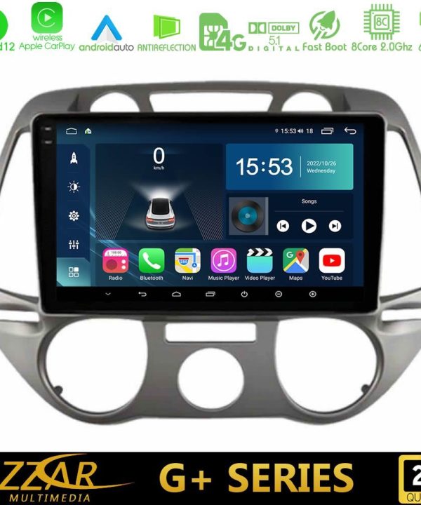 Kimpiris - Bizzar G+ Series Hyundai i20 2009-2012 Manual A/C 8core Android12 6+128GB Navigation Multimedia Tablet 9"