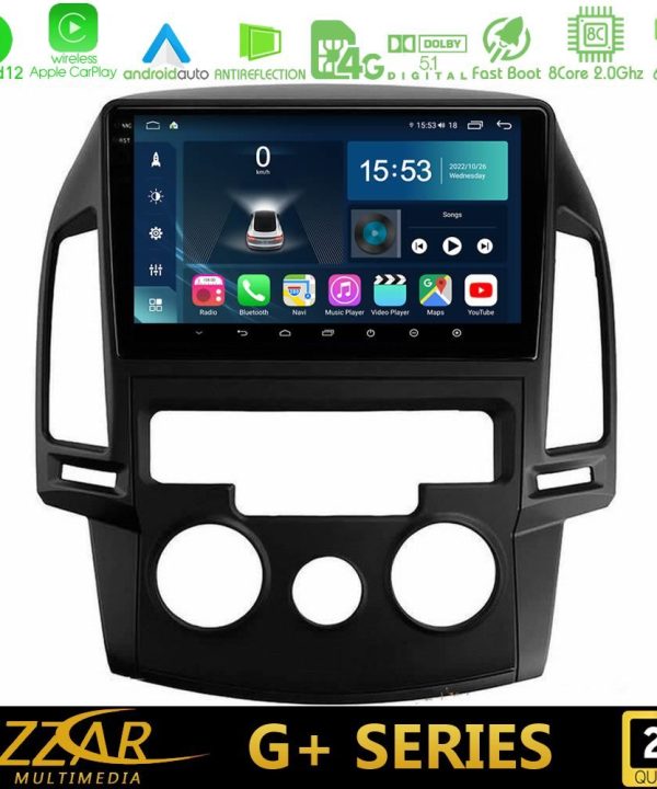 Kimpiris - Bizzar G+ Series Hyundai i30 2007-2012 Manual A/C 8core Android12 6+128GB Navigation Multimedia Tablet 9"