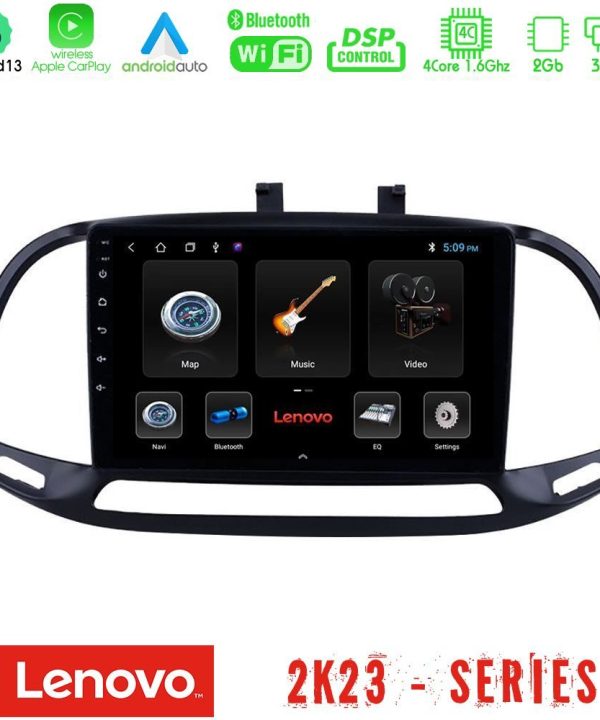 Kimpiris - Lenovo Car Pad Fiat Doblo 2015-2022 4Core Android 13 2+32GB Navigation Multimedia Tablet 9"