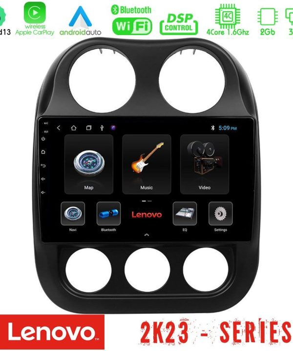 Kimpiris - Lenovo Car Pad Jeep Compass 2010-2016 4Core Android 13 2+32GB Navigation Multimedia Tablet 10"