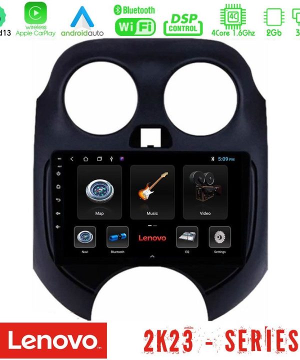 Kimpiris - Lenovo Car Pad Nissan Micra 2011-2014 4Core Android 13 2+32GB Navigation Multimedia Tablet 9"