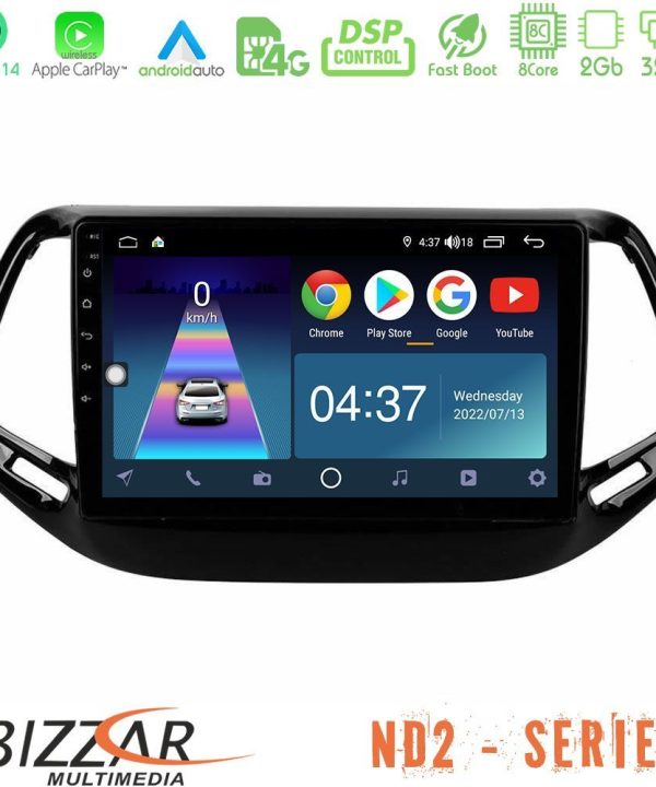 Kimpiris - Bizzar ND2 Series 8Core Android14 2+32GB  Jeep Compass 2017> Navigation Multimedia Tablet 10" Με Carplay & Android Auto