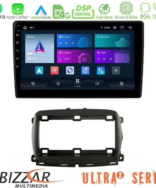 Kimpiris - Bizzar Ultra Series Fiat 500 2016> 8core Android13 8+128GB Navigation Multimedia Tablet 9"